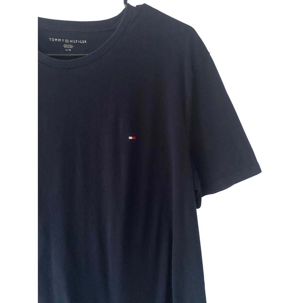 Tommy Hilfiger Navy Blue T-Shirt Cotton Blend Casual Tee Short Sleeve Mens L EUC - Picture 1 of 5